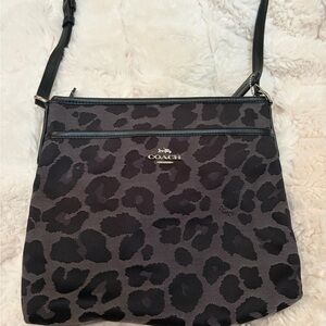 Coach Gray and Black Leopard Crossbody Bag